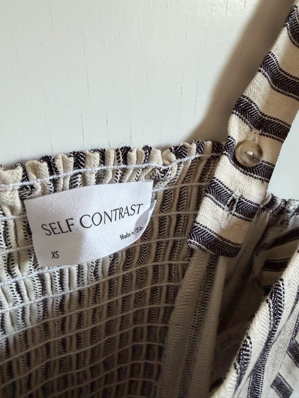 NWOT Self Contrast Striped Button-Front Crop Top - Black & Cream - XS - Picture 4 of 5